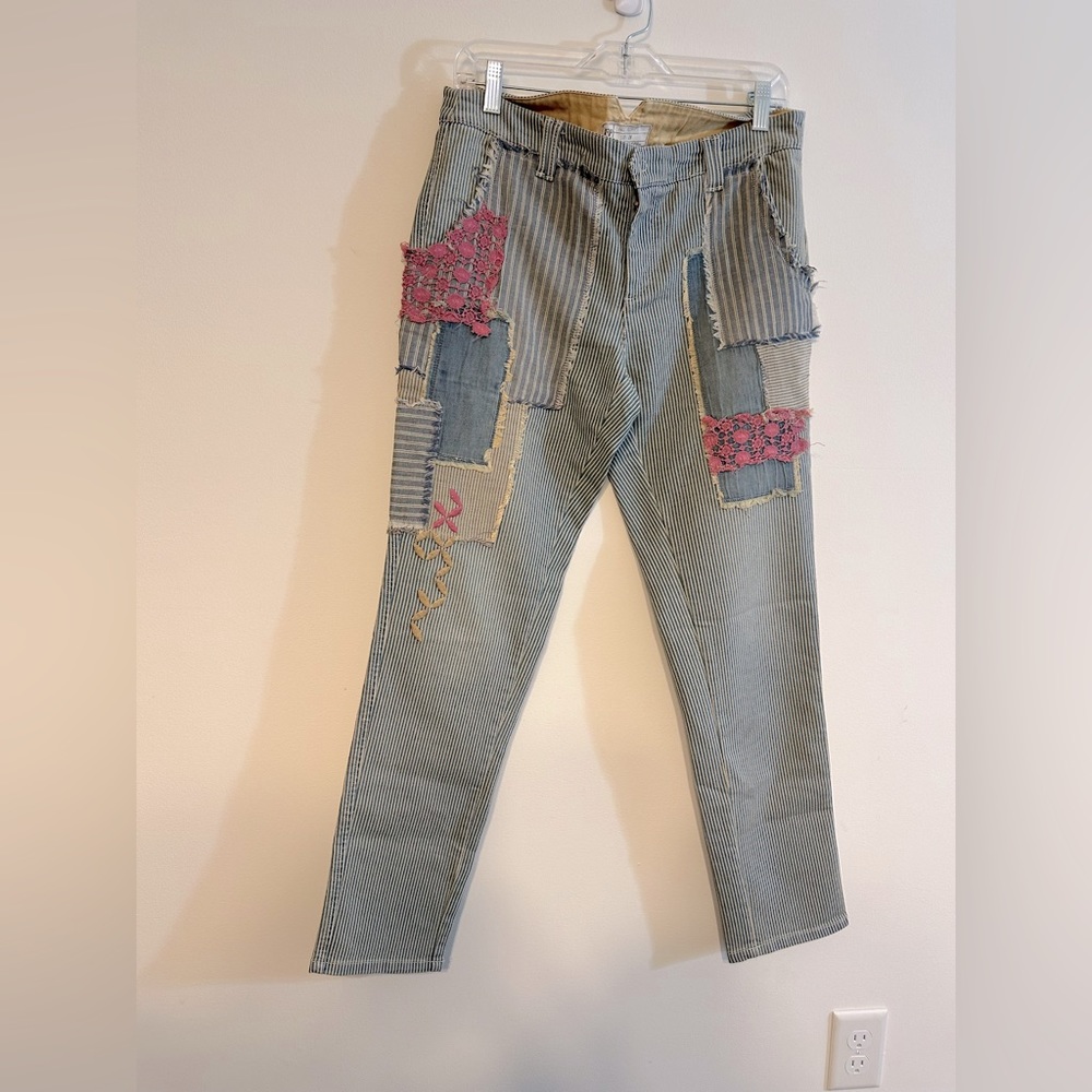 Free people railroad Patchwork jeans